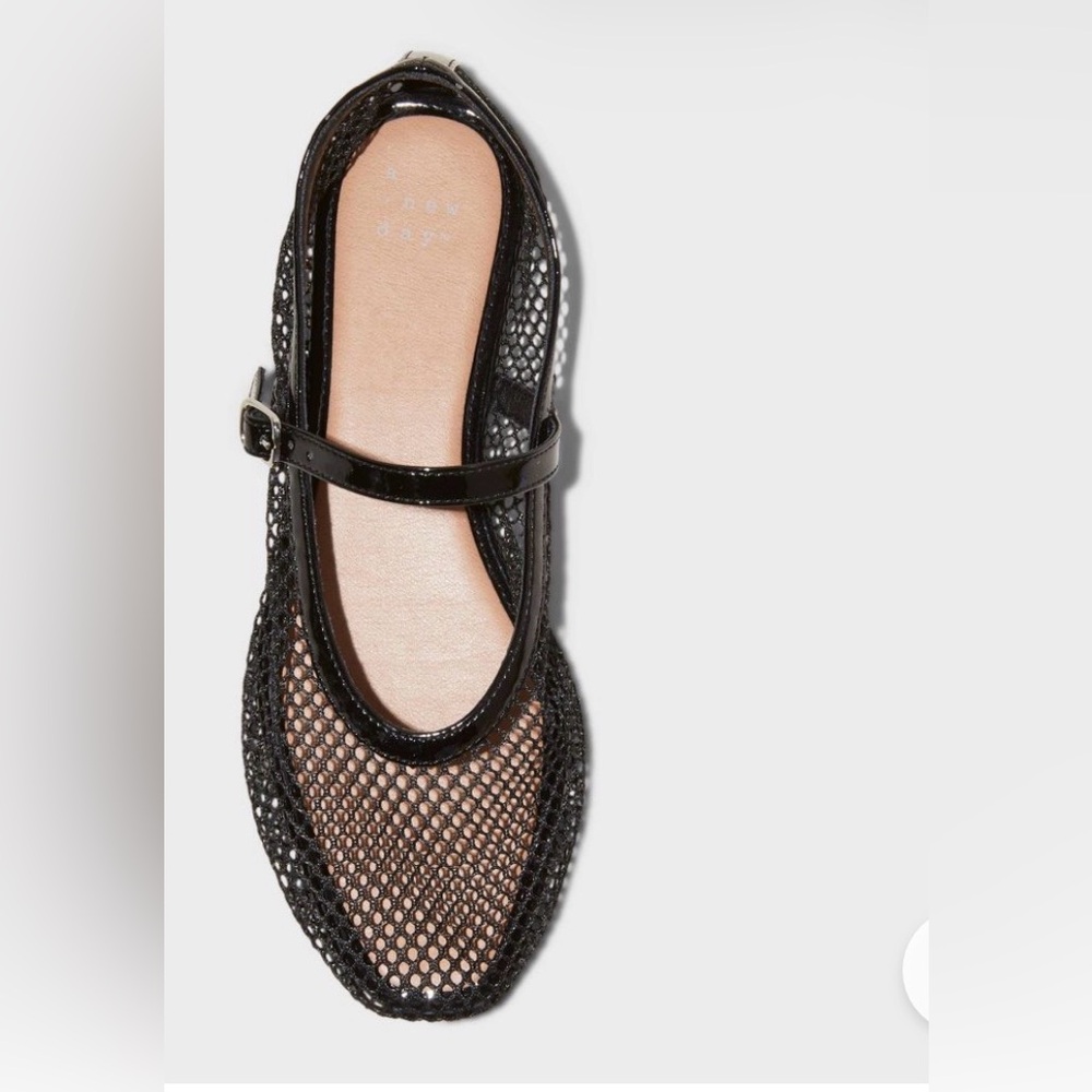 a new day Black Mesh Mary Jane Flats